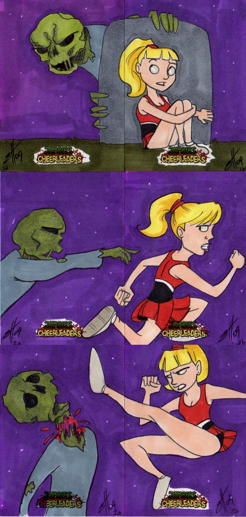 Zombies vs Cheerleaders sketchcard